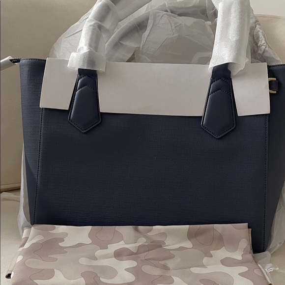 Dagne Dover Handbags - Dagne Dover Navy and White Tote Bag